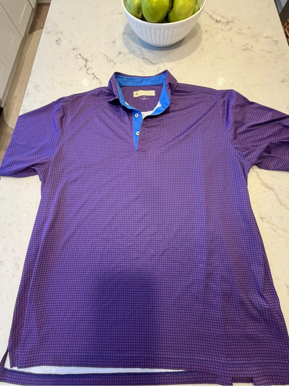 DONALD ROSS MENS Purple Check Polo Shirt WITH blue details! XL
